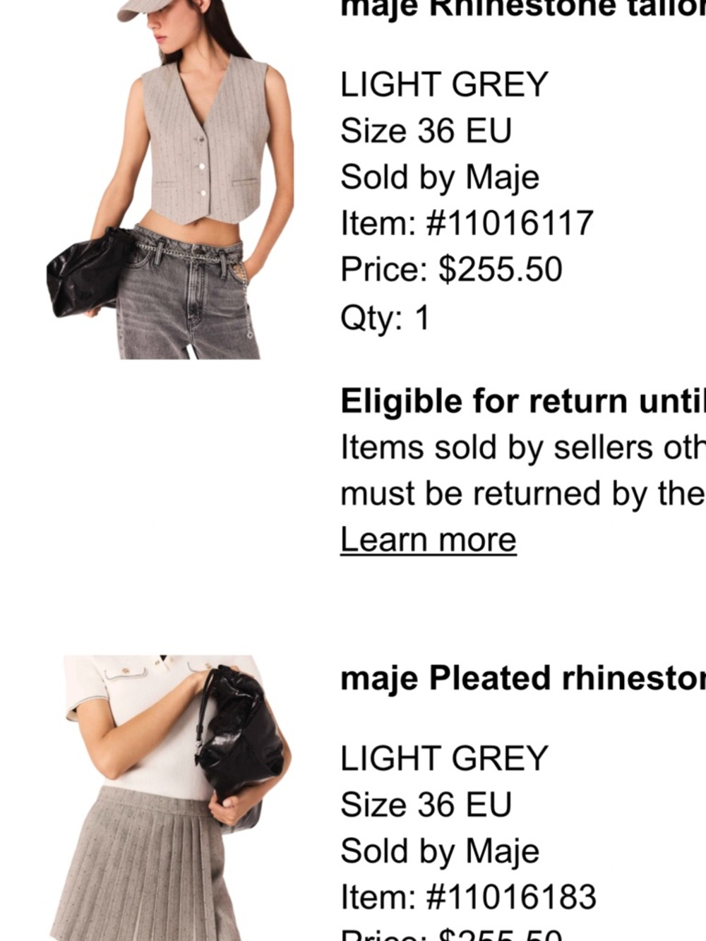 Maje Pleated Mini Skort and Vest Set in Light Gray - Picture 6 of 6